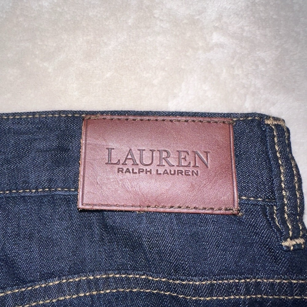 Lauren Ralph Lauren Skirt Women's Size 16 Denim Midi Skirt Front Slit Dark Wash - Picture 3 of 9